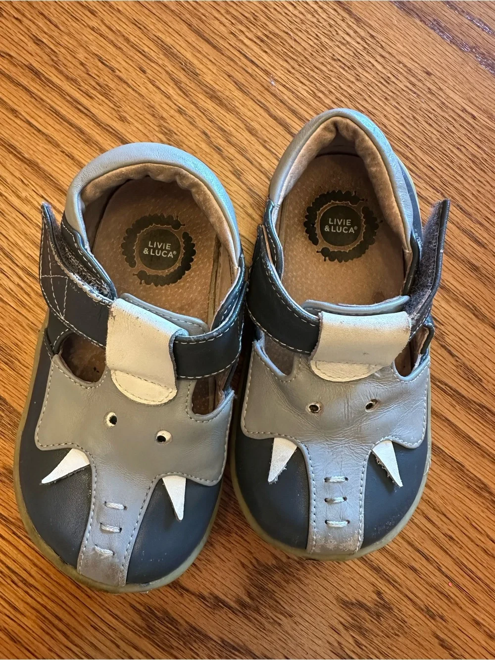 Livie & Luca Gray and Cream Elephant Accent Velcro Walkers